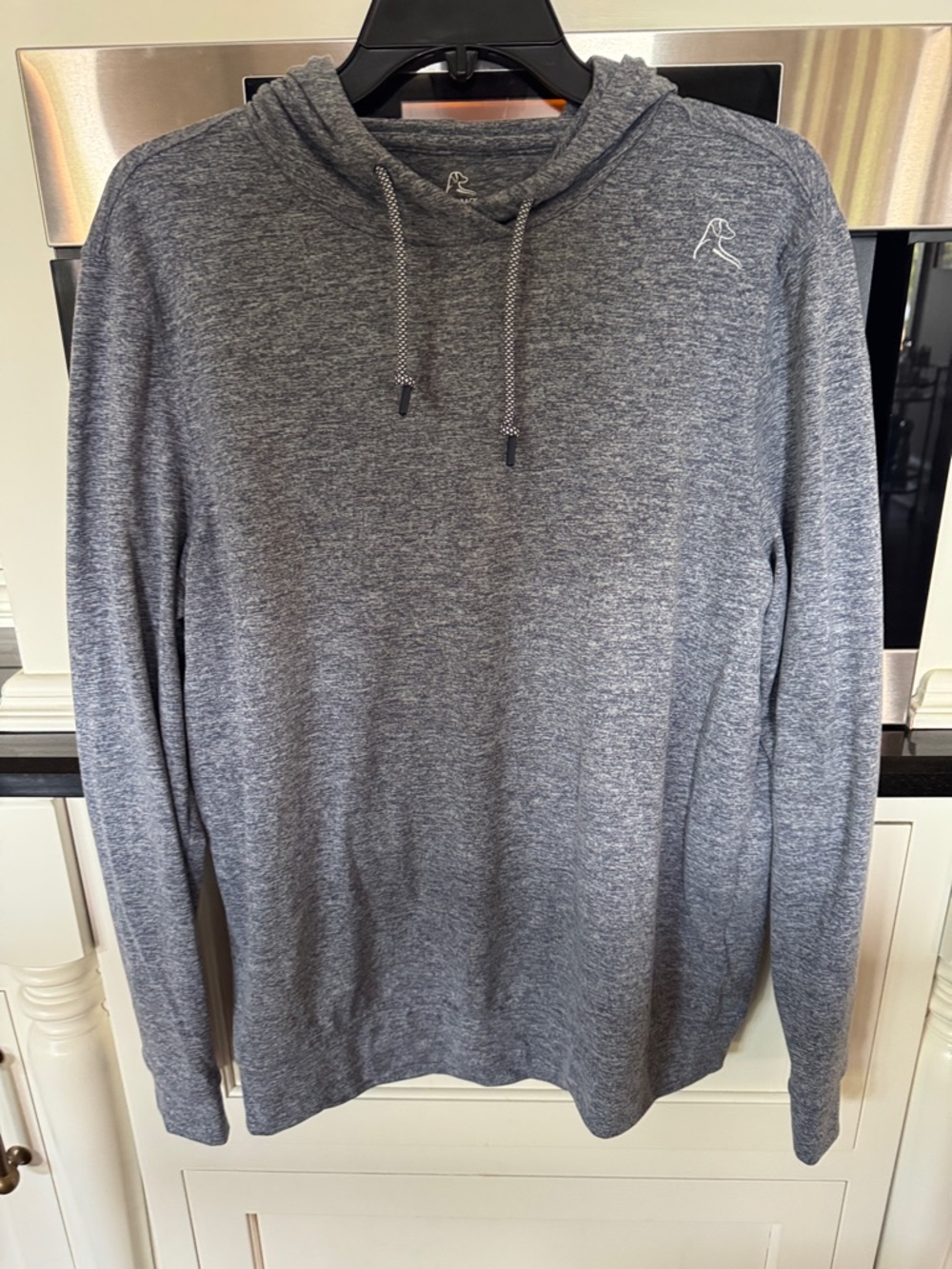 Rhoback Heathered Gray/Blue Hooded Pullover with Contrast Drawcords